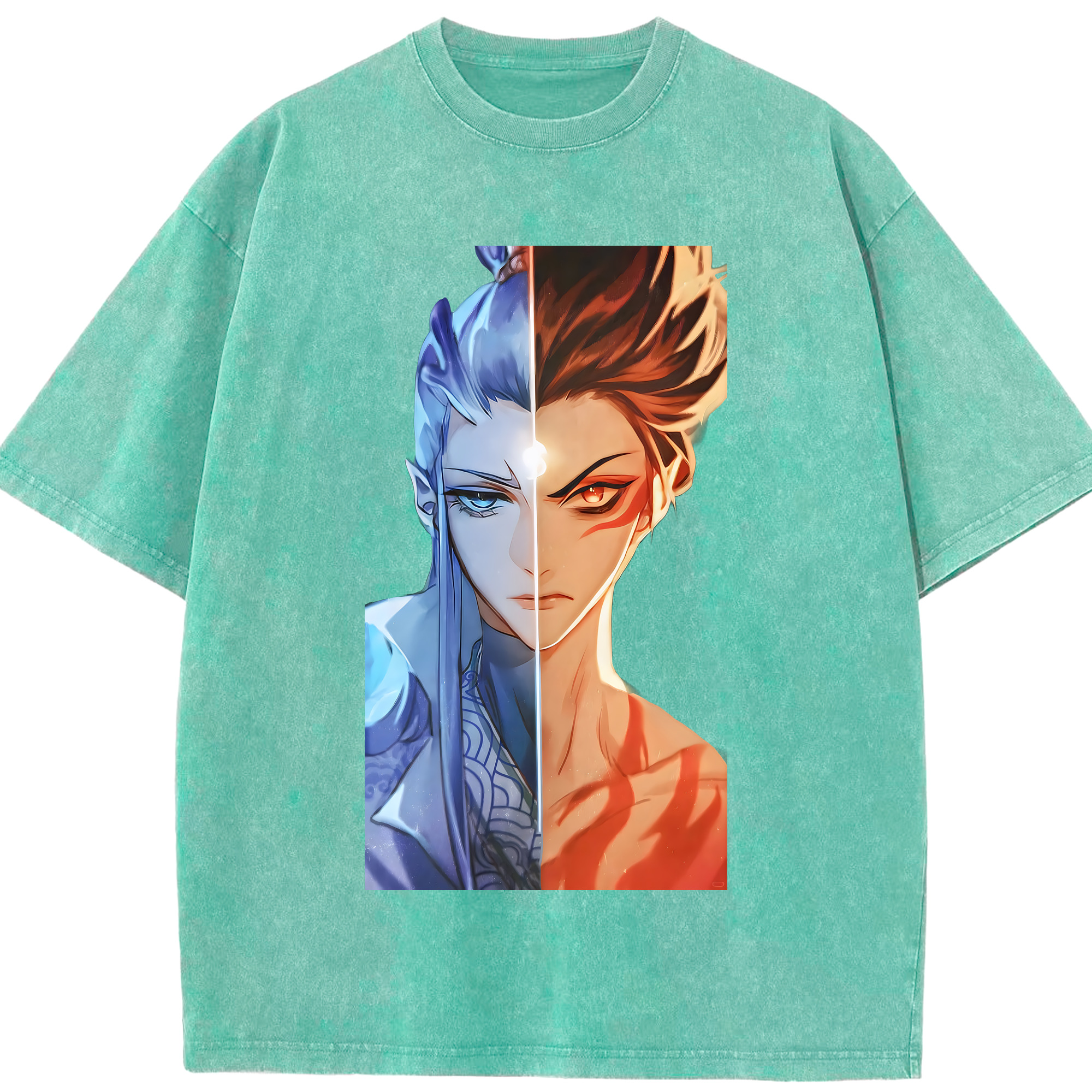 （画像用） Ne Zha 2 ナタ 魔童の大暴れ 綿100% ヴィンテージ風 半袖Tシャツ（フロントプリント）